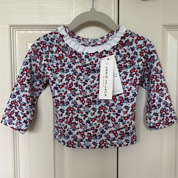 Janie and Jack Other - NWT Janie and Jack Baby Girl Red & Blue Floral Swim Top - Size 6-12 Months